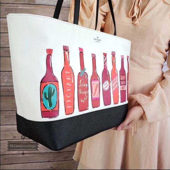 Kate Spade Hot Sauce Remmi Extra Spicy Tote Black - Picture 2 of 8